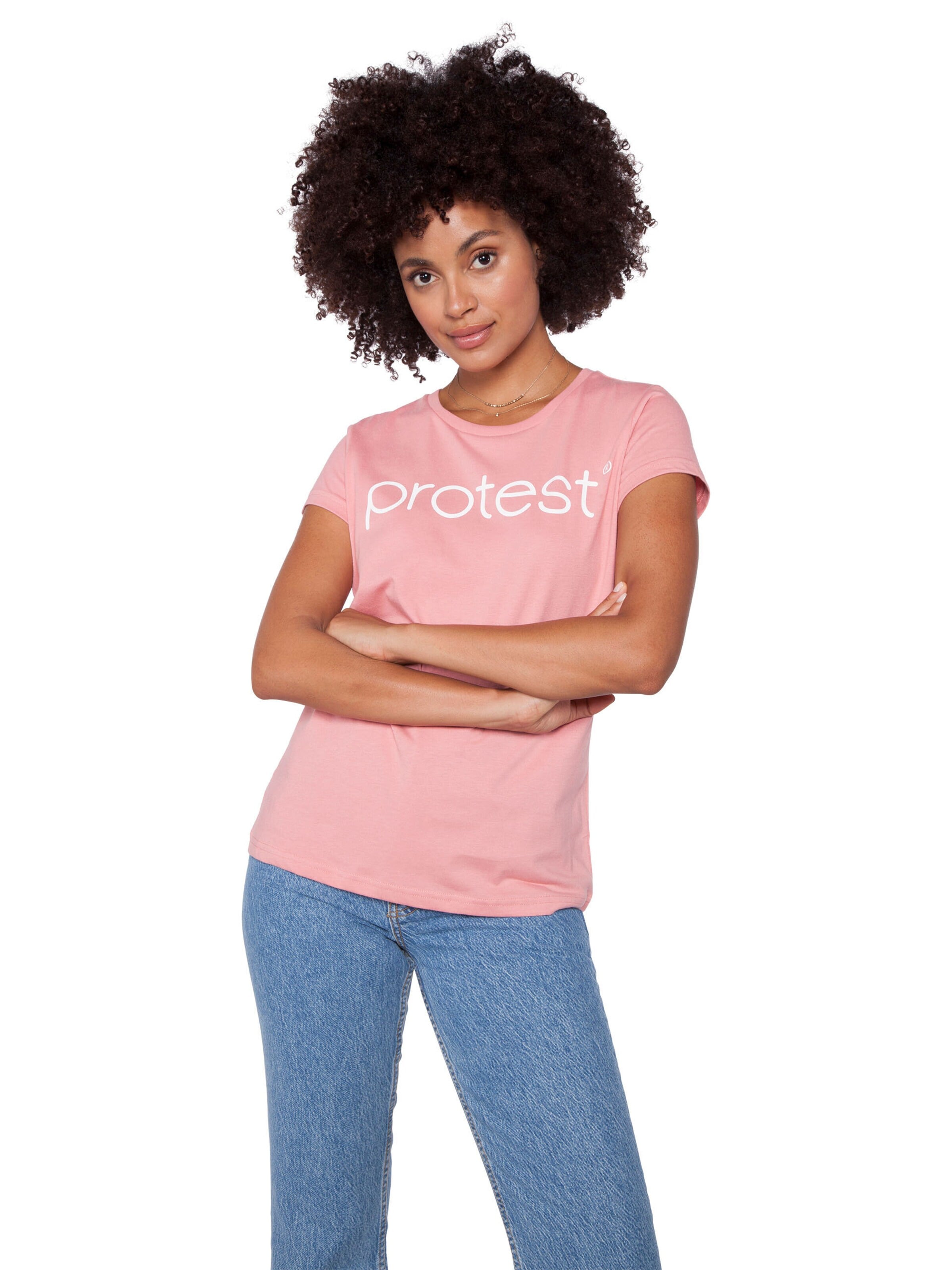 PROTEST Shirt 'CLASSIC LOGO T-SHIRT' in Roze: voorkant