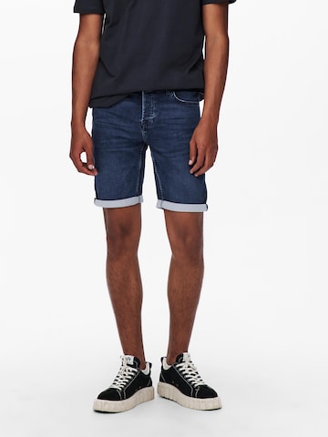 Only & Sons Slimfit Shorts 'Ply Life' in Blau: predná strana