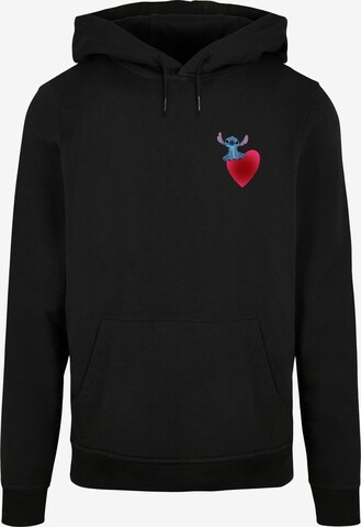 ABSOLUTE CULT Sweatshirt 'Lilo and Stitch - Sitting On Heart' in Zwart: voorkant