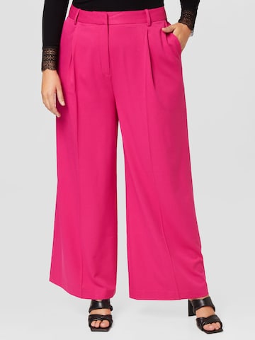 Tommy Hilfiger Curve Wide leg Veckad byxa i rosa: framsida