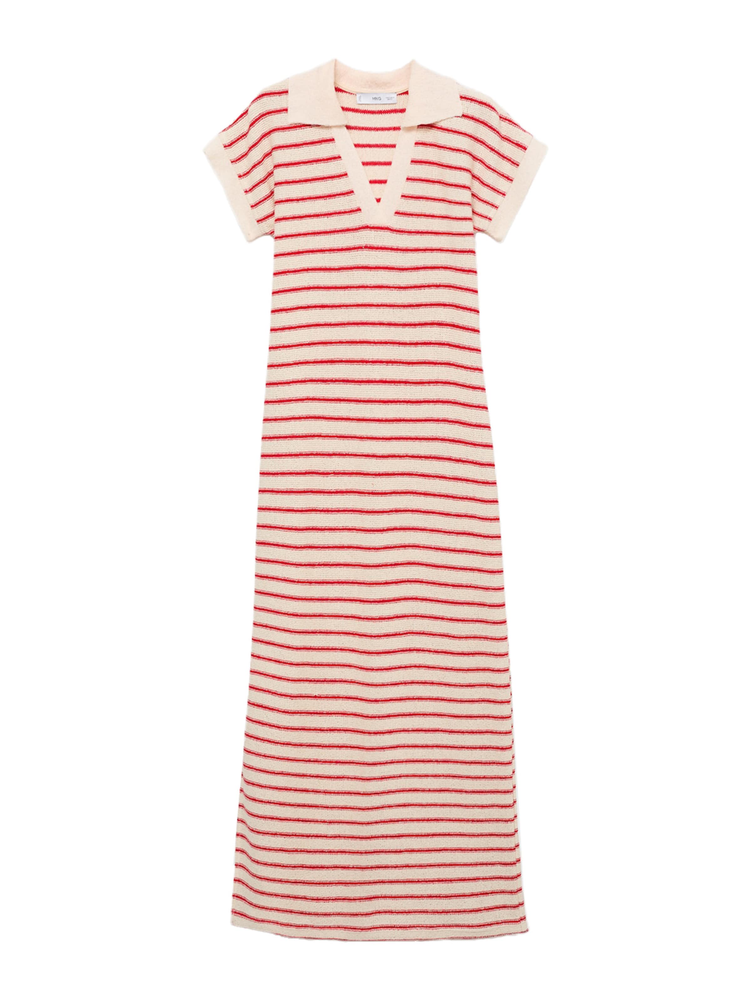 MANGO Úpletové šaty 'TUNIS' – béžová: přední strana