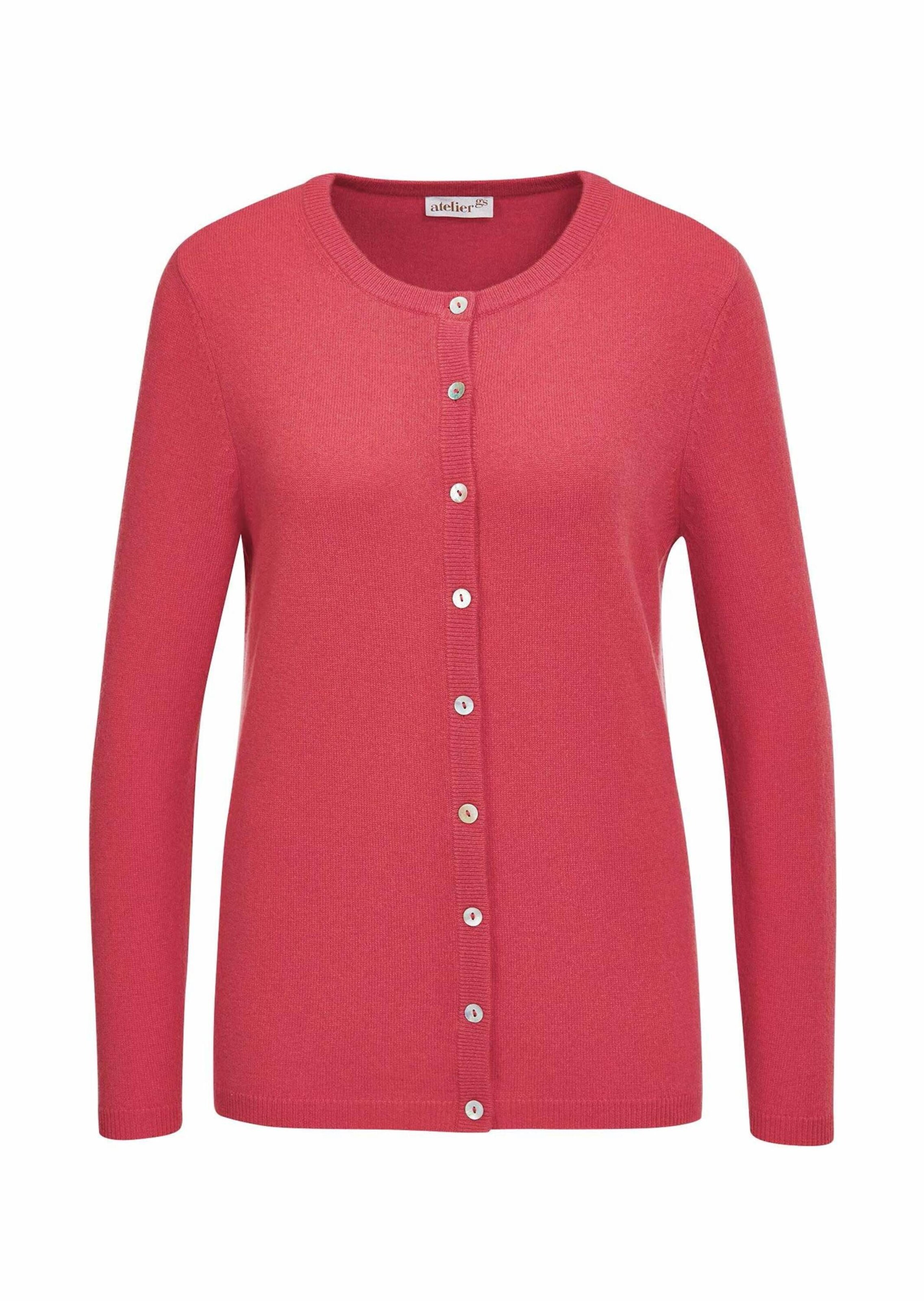 Goldner Strickjacke in Pink: Vorderseite