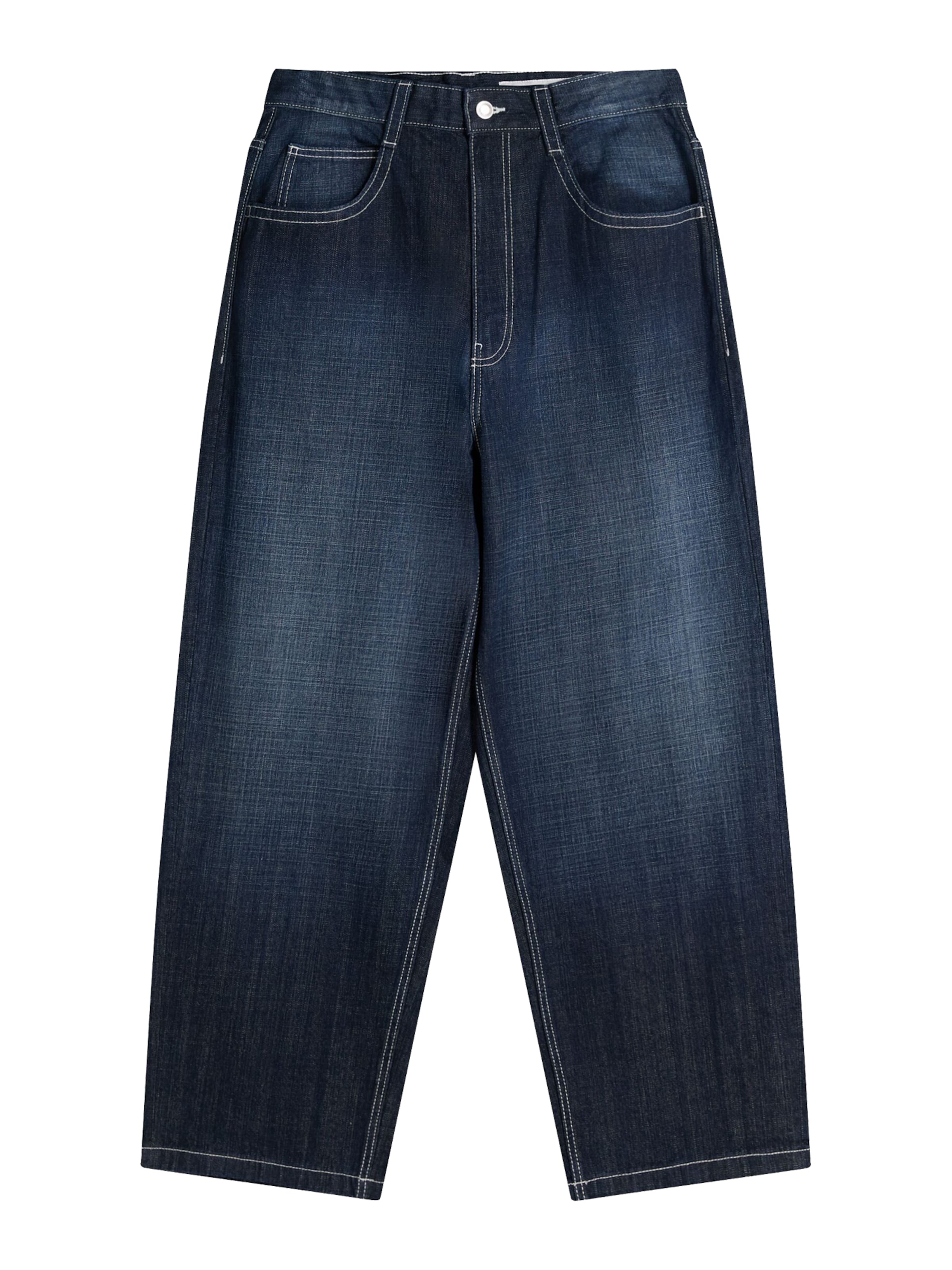 Wide leg Jeans de la Bershka pe albastru: față