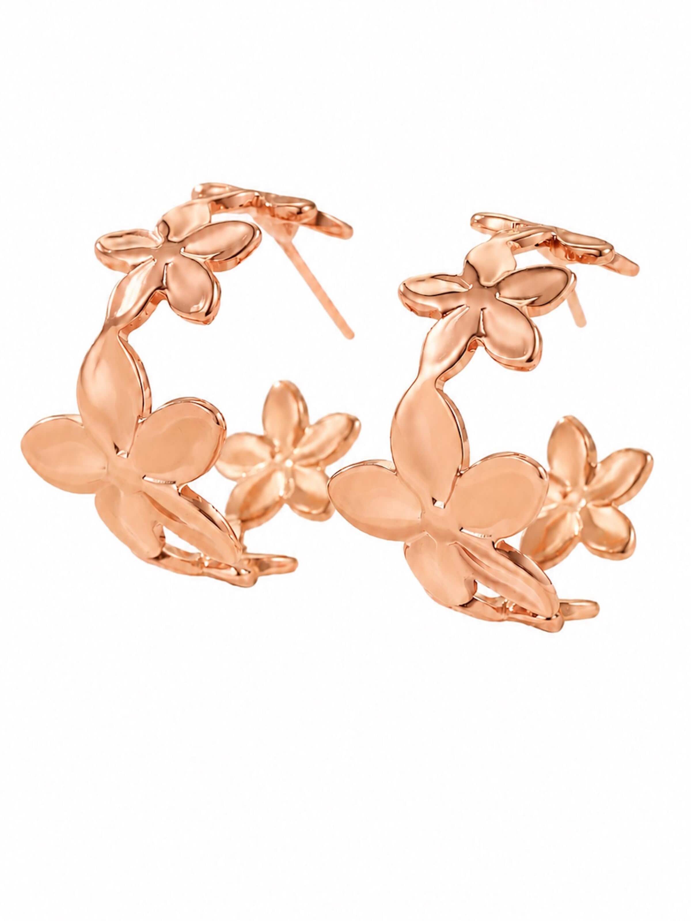 Hey Happiness Ohrringe 'Bloom Flower Hoop'‌‌‌‌‌‌‌‌ in Gold: Vorderseite