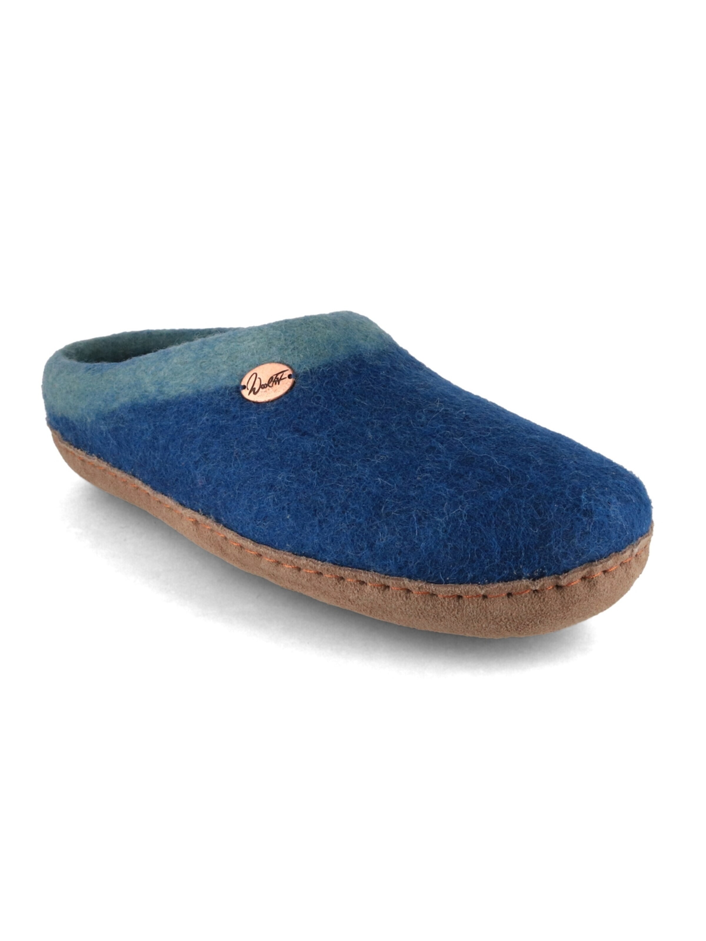 WoolFit Hausschuh 'Sherpa'‌‌‌‌‌ in Blau: Vorderseite