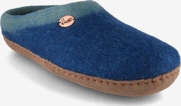 WoolFit Hausschuh 'Sherpa' in Blau: Vorderseite