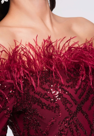 Ombre Avondjurk in de kleur Bordeaux, Productweergave