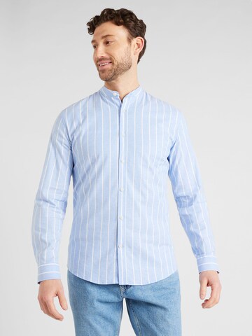 Lindbergh - Regular Fit Camisa 'Manderin' em azul: frente