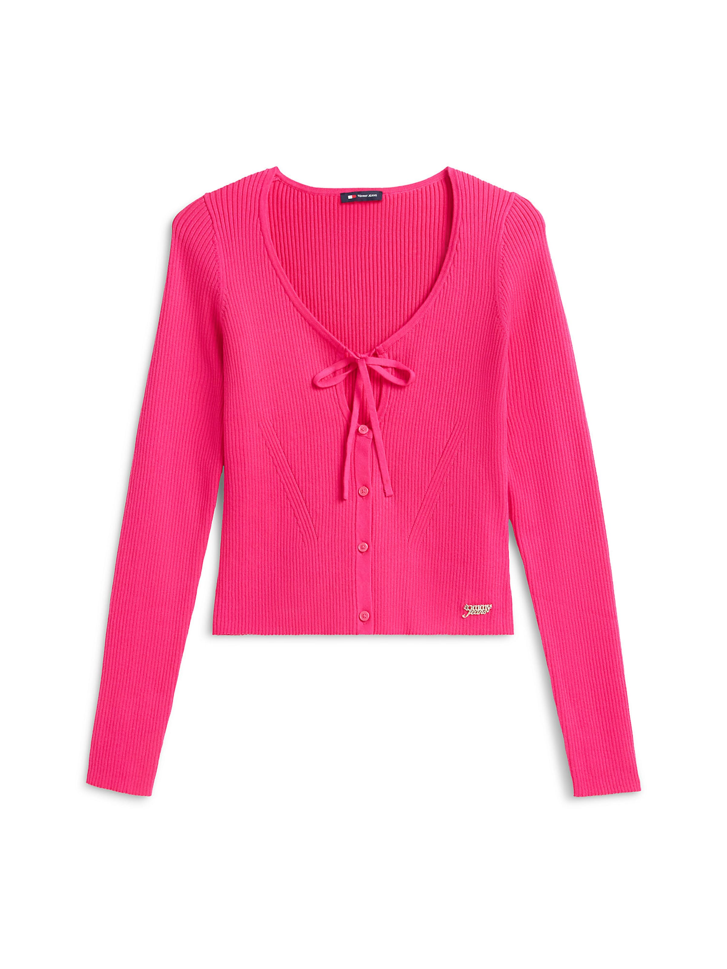Tommy Jeans Strickjacke in S in neonpink, Produktansicht
