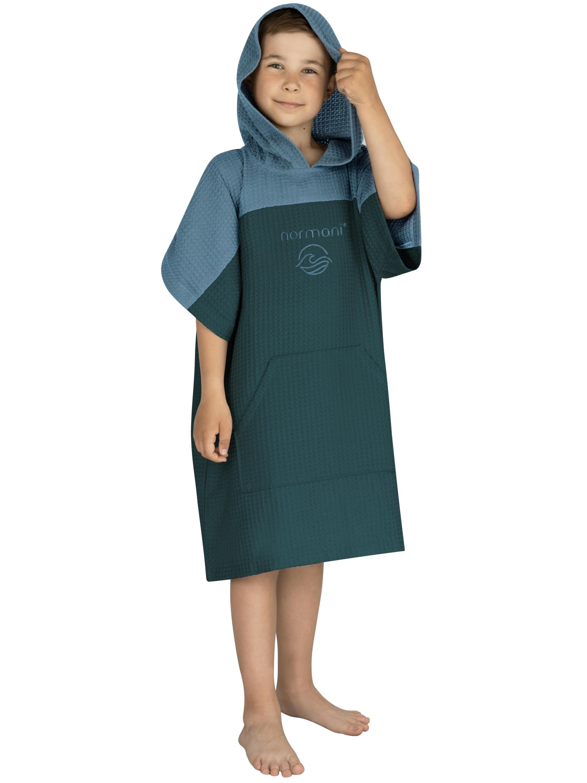 normani Bademantel ' Baku ' in Blau: Vorderseite