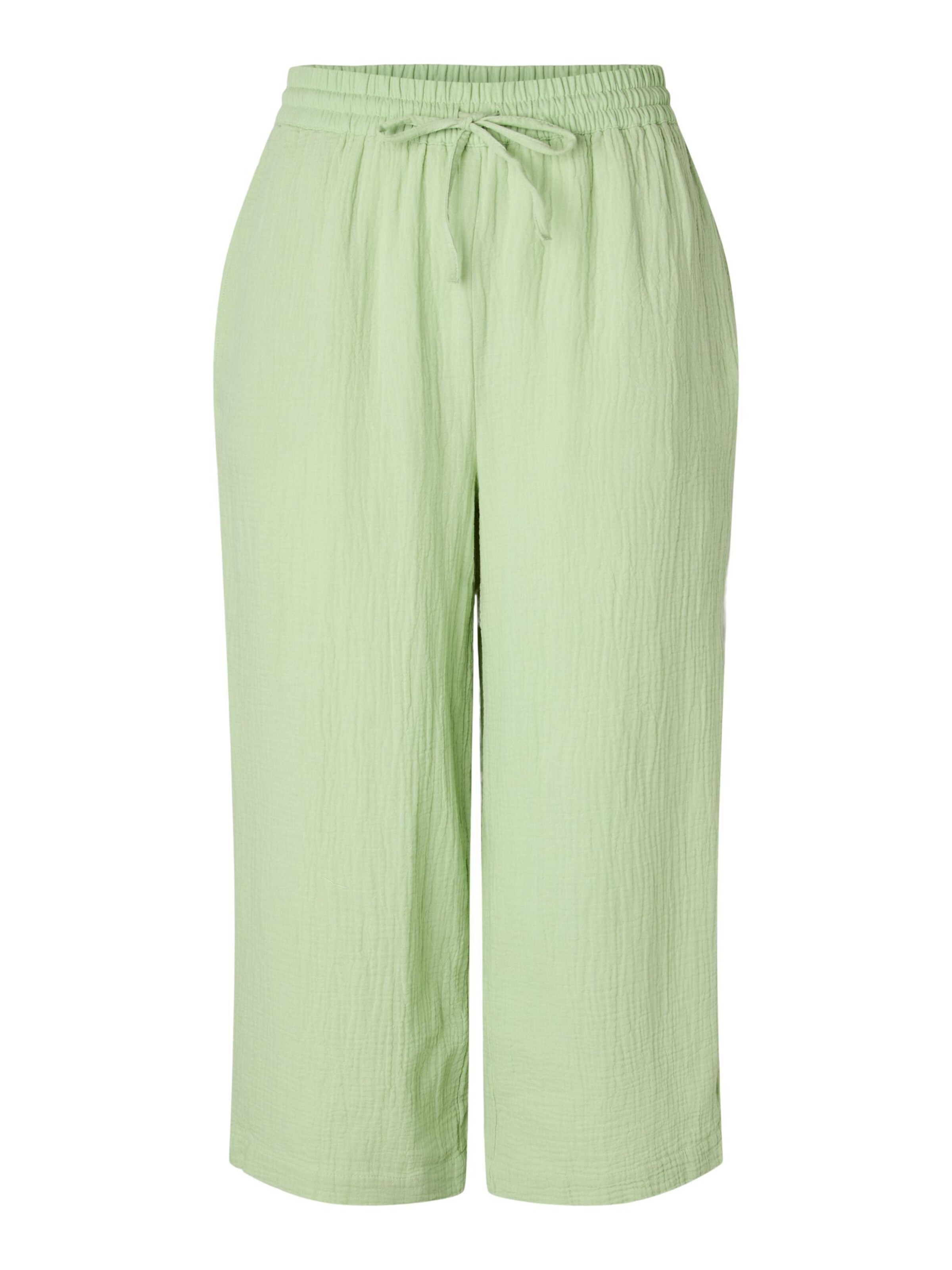 PIECES Wide leg Broek 'PCSastina' in Groen: voorkant