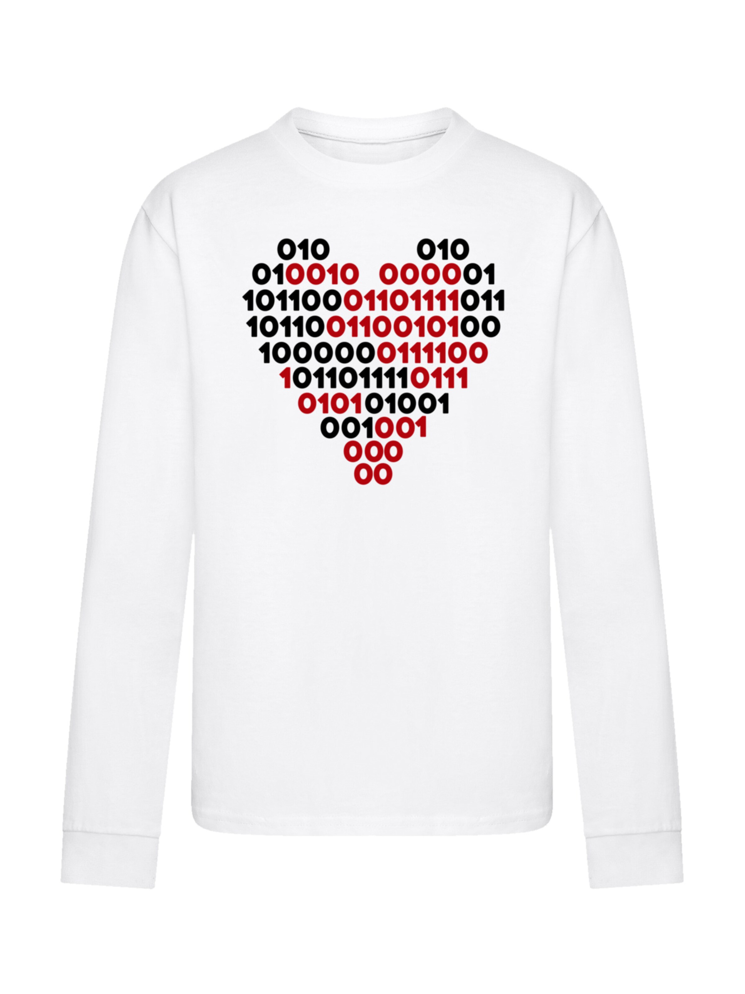 F4NT4STIC Shirt 'I love you 01001001 Binary Code Herz Valentinstag' in White: front