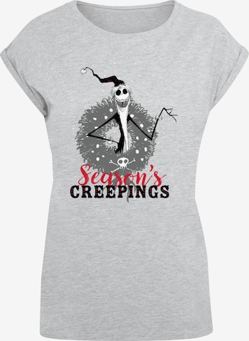 ABSOLUTE CULT Shirt 'The Nightmare Before Christmas - Seasons Creepings Wreath' in Grijs: voorkant