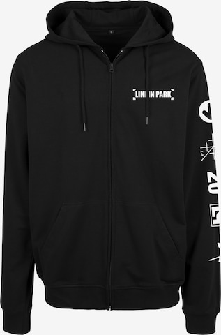 Mister Tee Zip-Up Hoodie 'Linkin Park Anniversary' in Black: front