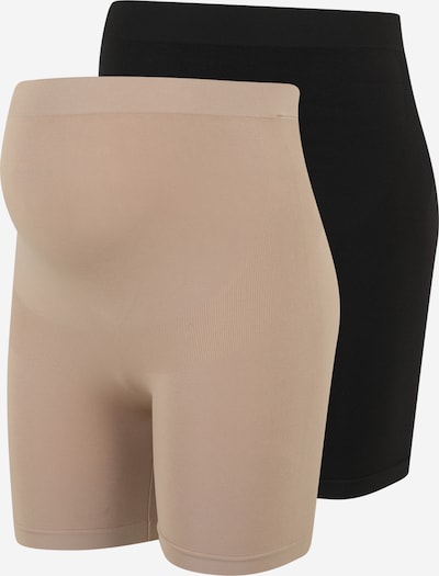 MAMALICIOUS Hlače 'MLAmiya' u boja devine dlake (camel) / crna, Pregled proizvoda