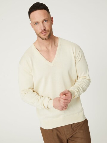 DAN FOX APPAREL Trui 'Deniz' in Wit: voorkant