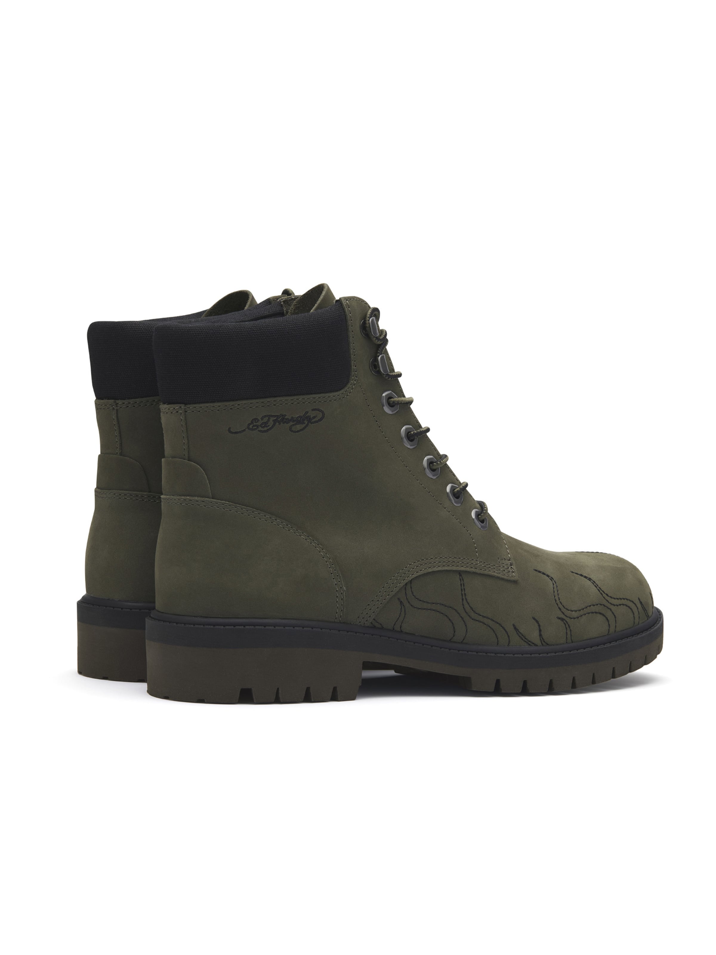 Boots stringati di Ed Hardy in verde: dietro