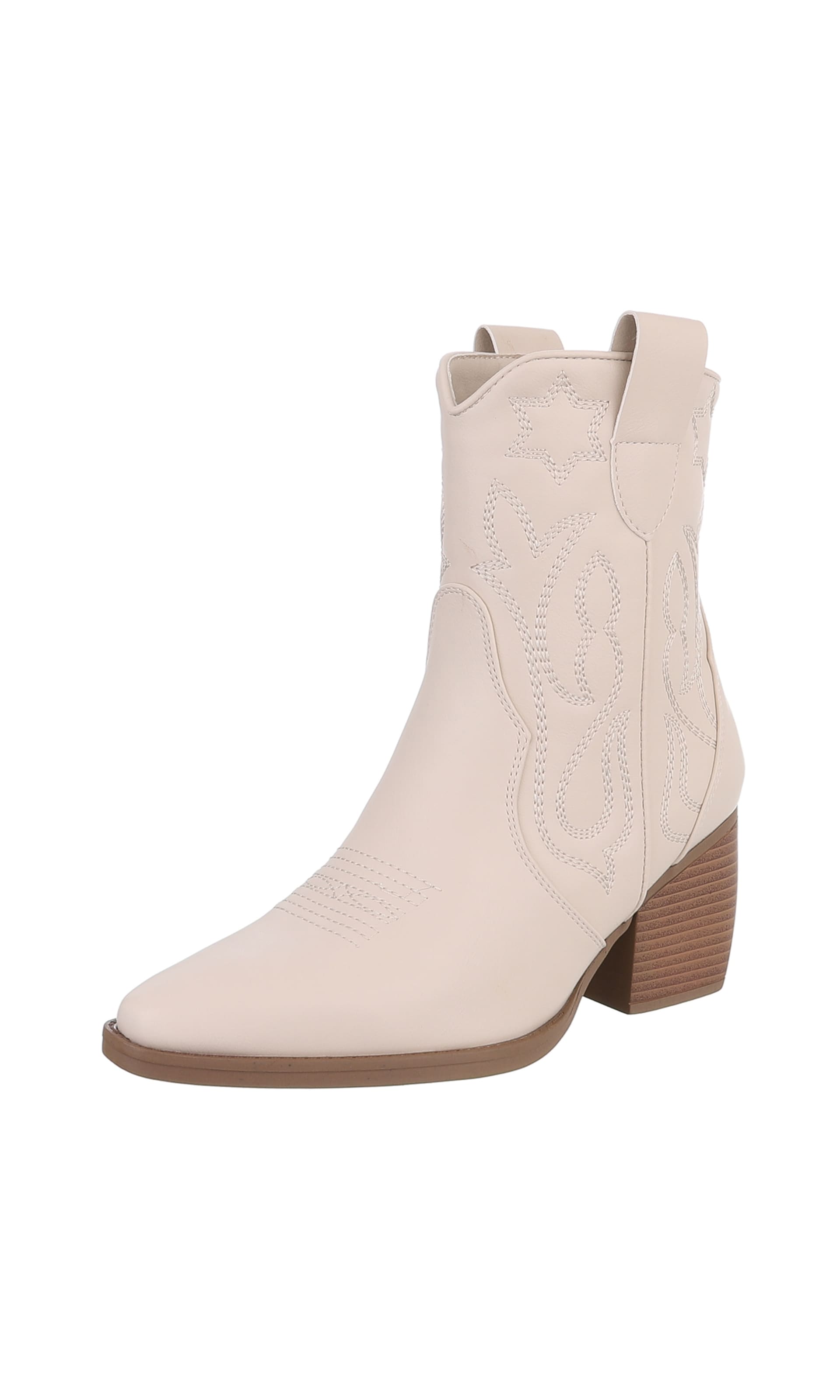 Ital-Design Cowboy Boots in Beige: front