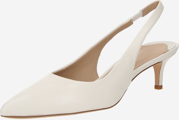 Lauren Ralph Lauren - Sapatos abertos atrás 'LOLAH II' em branco: frente