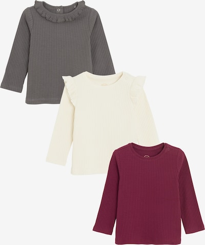 Marškinėliai iš Cool Club, spalva – pilka / vyšninė spalva / vilnos balta, Prekių apžvalga