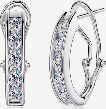 ROUGEMONT Jewellery Ohrringe 'Funkelnde Moissanit Creolen Ohrringe 925 sterling Silber' in Silber: Vorderseite