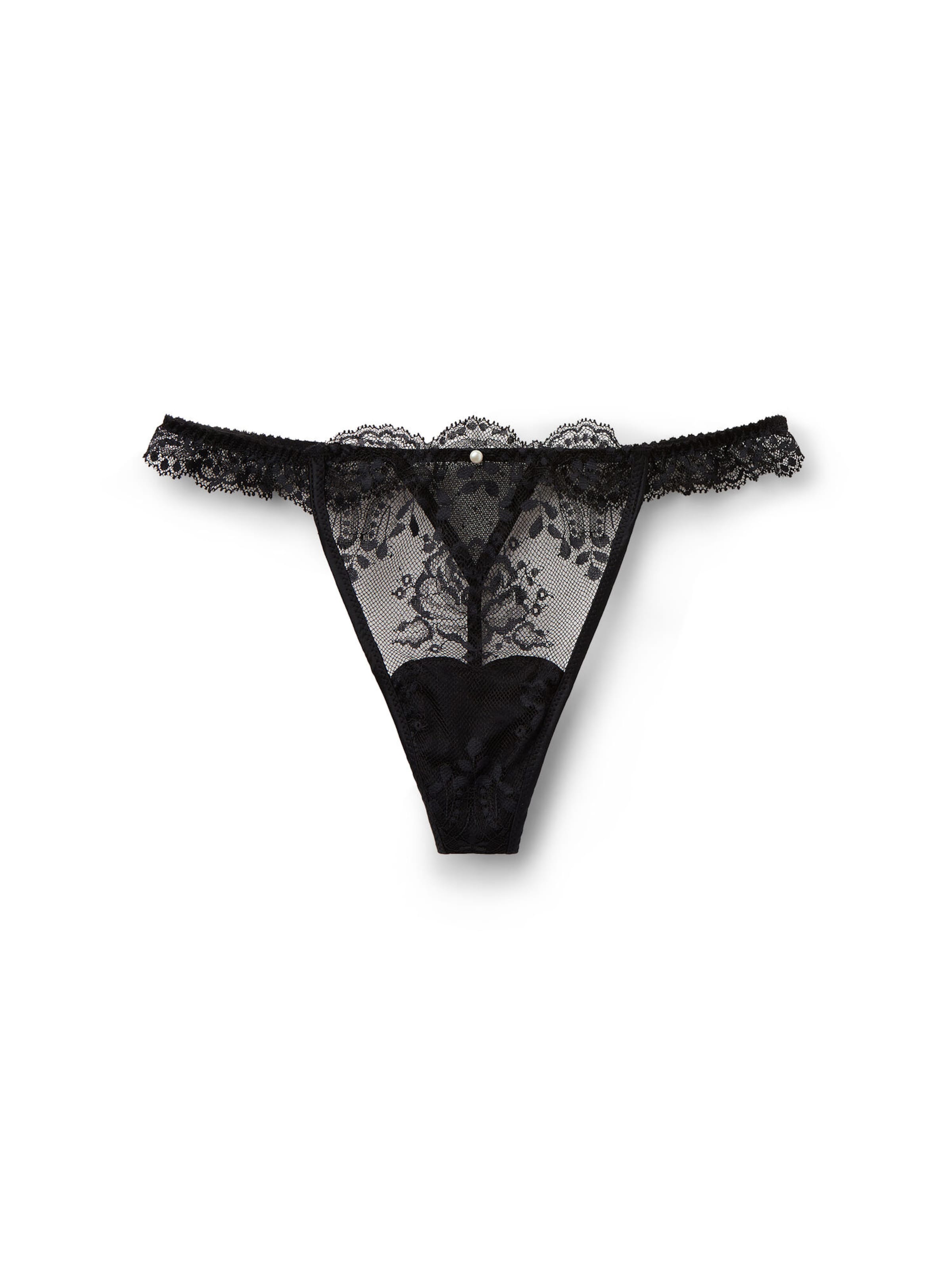 INTIMISSIMI Thong 'La Vie En Rose' in Black: front
