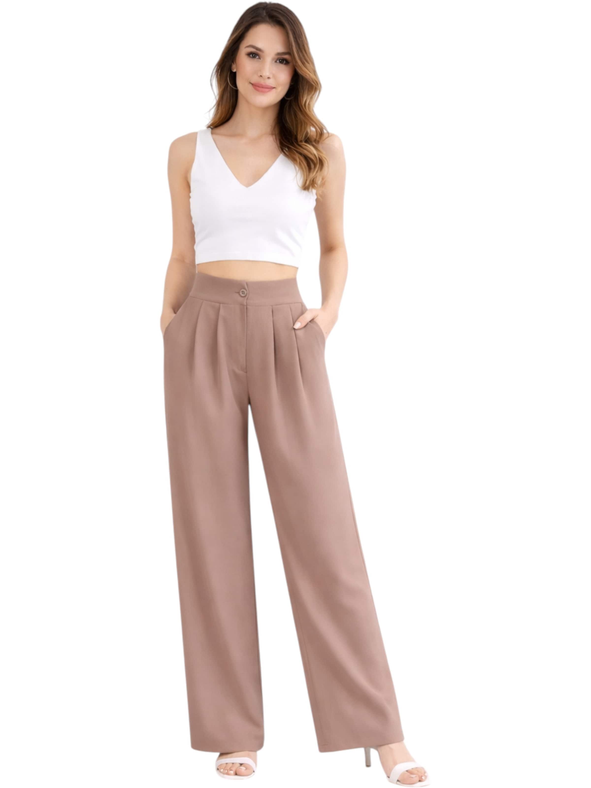fashionshowcase Wide Leg Bukser med lægfolder 'ALYA' i beige