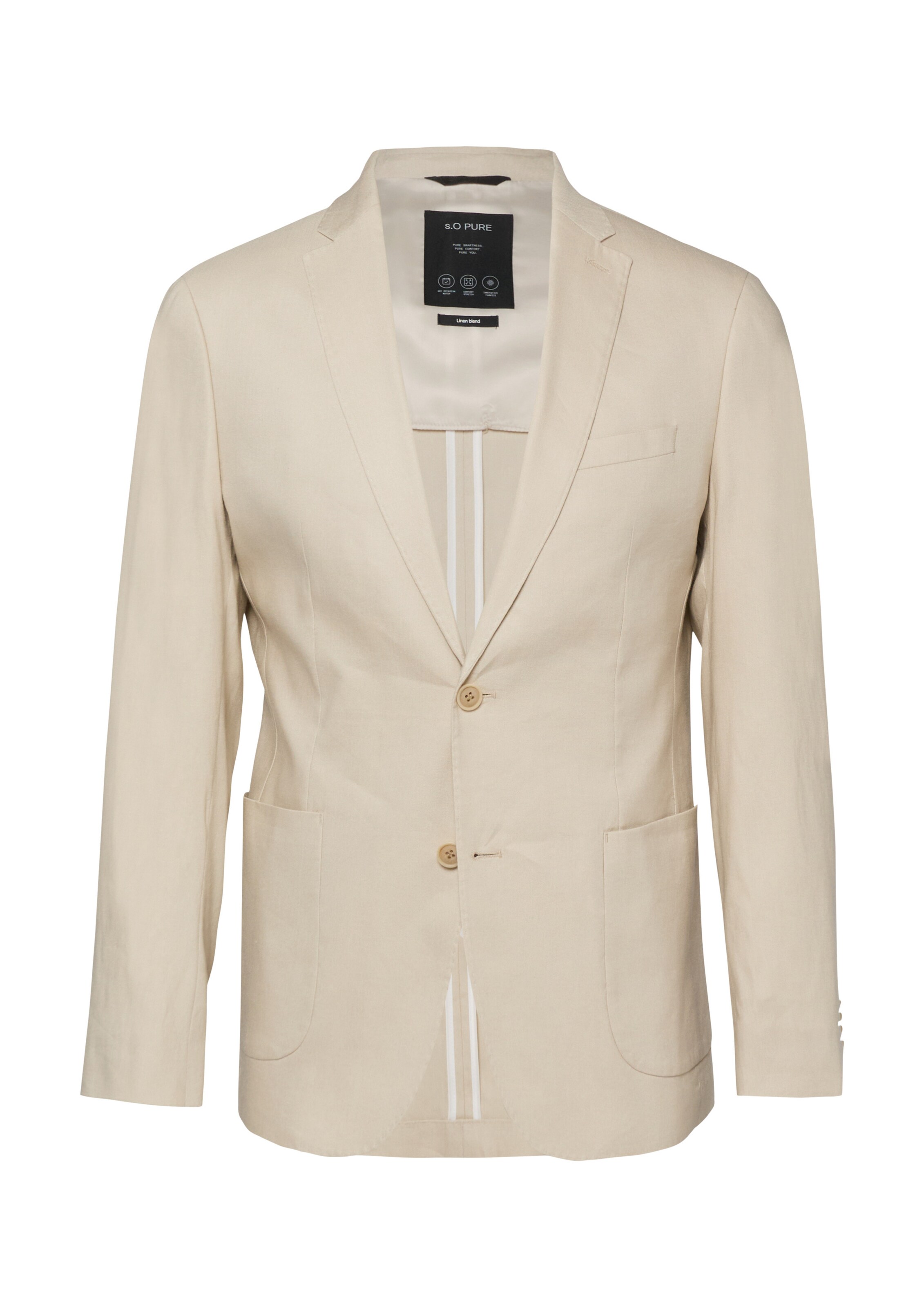 s.Oliver Slim fit Colbert ' S.OPURE ' in Beige: voorkant