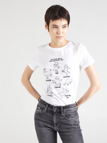 T-shirt 'CAT YOGA' Mavi en blanc : devant