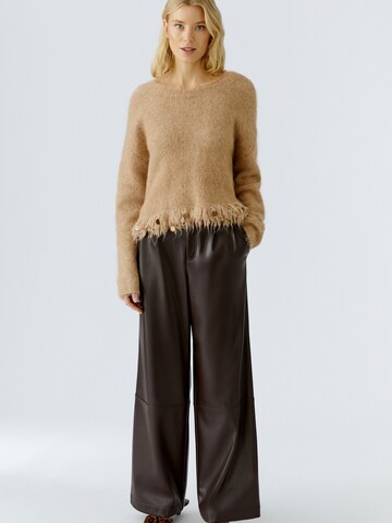 OUI Loosefit Bundfaltenhose in Braun