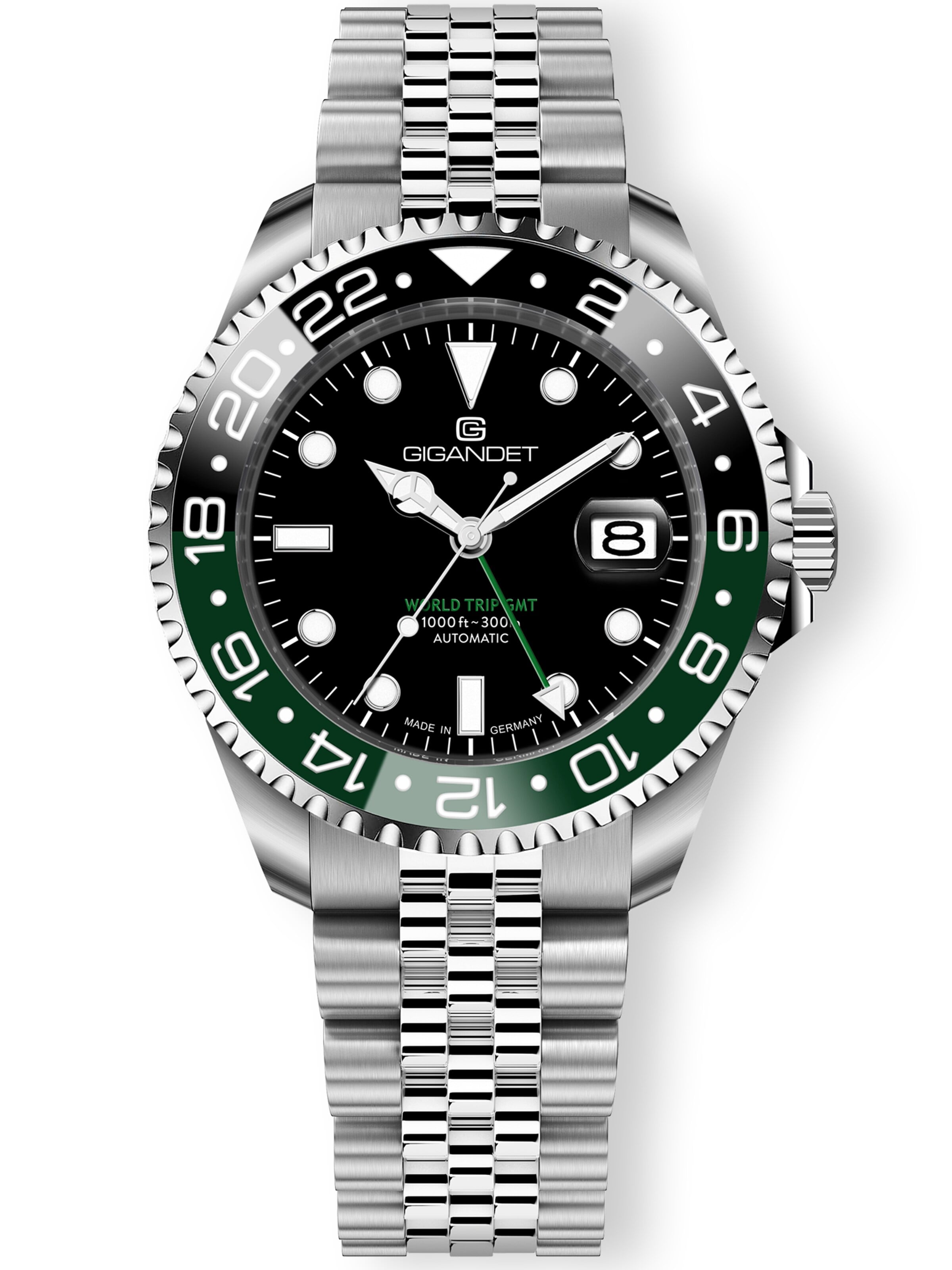 Montre à affichage analogique 'WORLD TRIP GMT CERAMIC' Gigandet en vert : devant