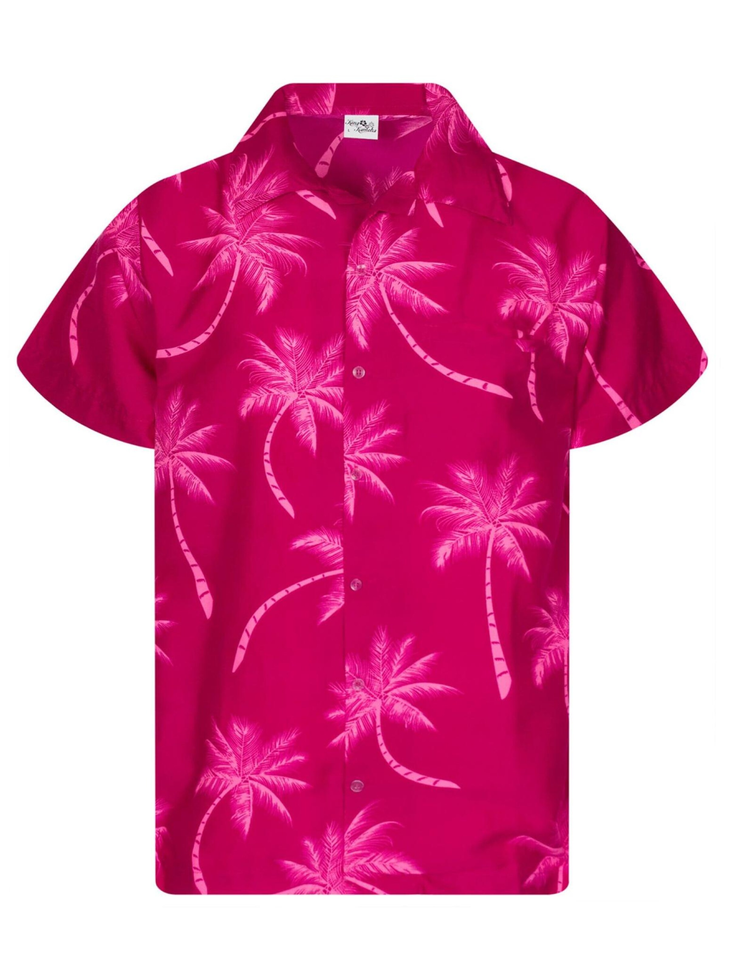 King Kameha Shirt 'Palmshadow'‌‌ in Pink: Vorderseite