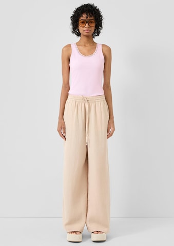 Wide Leg Pantalon QS en beige