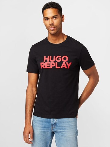 HUGO Póló 'Dee Hugo x Replay' - fekete: elől