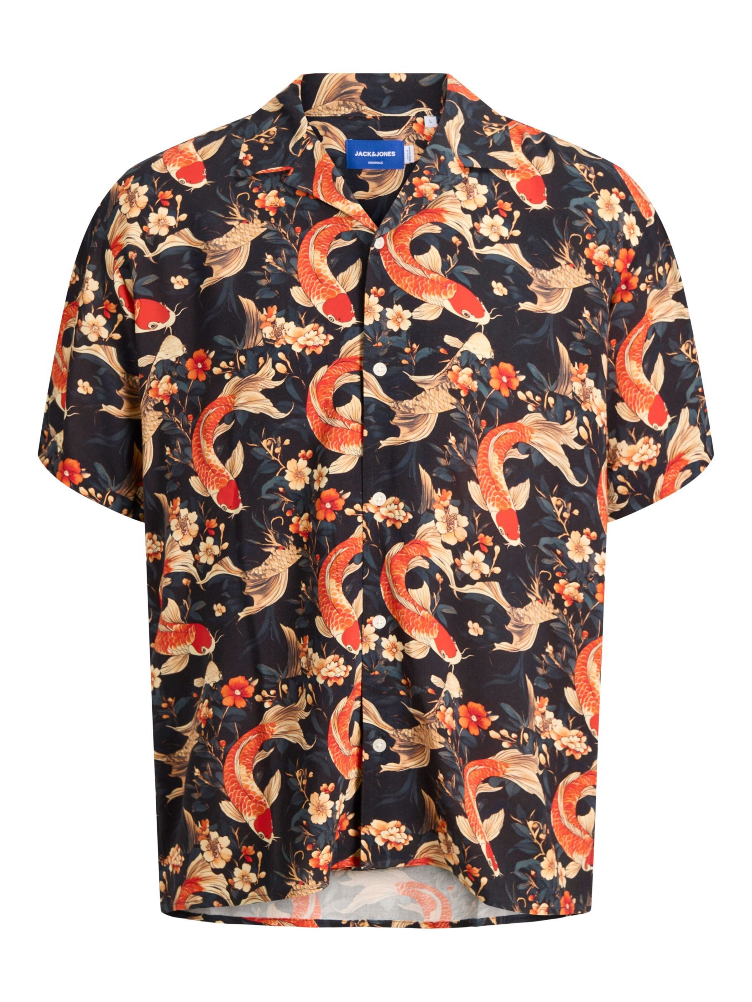 JACK & JONES Regular fit Button Up Shirt 'Hawaii' in Grey: front