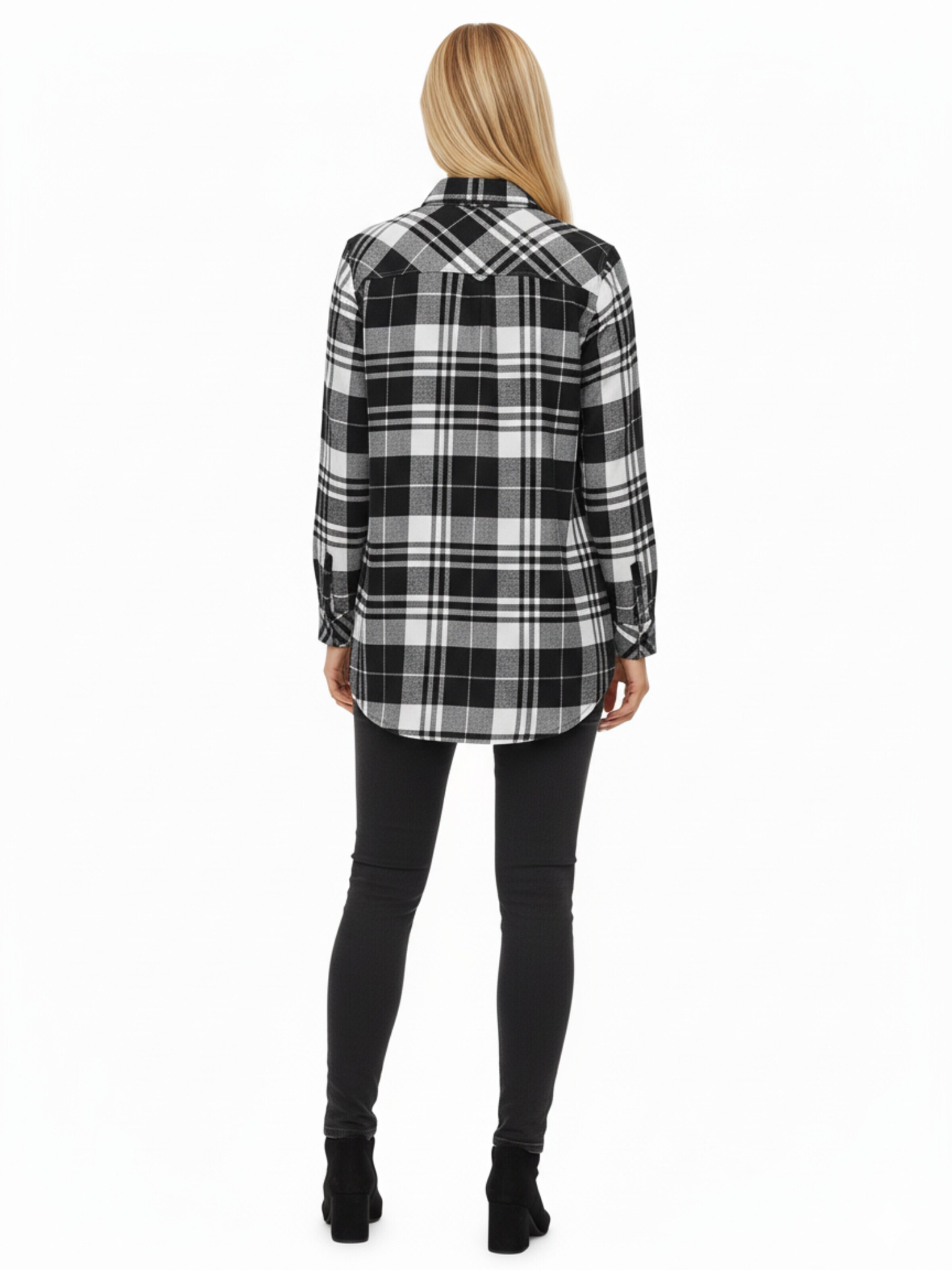 Radwa Blouse 'Radwa Women’s Plaid Flannel' in Wit