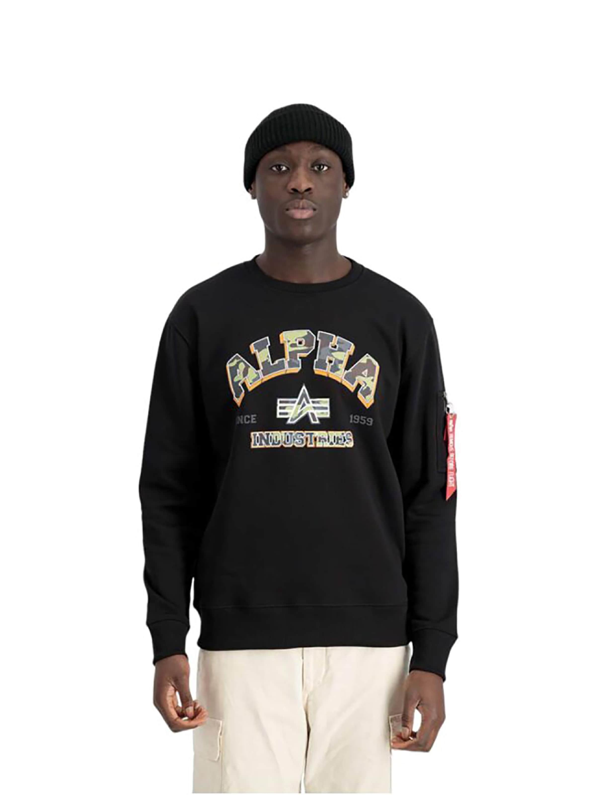 ALPHA INDUSTRIES Sweatshirt 'College' in Zwart