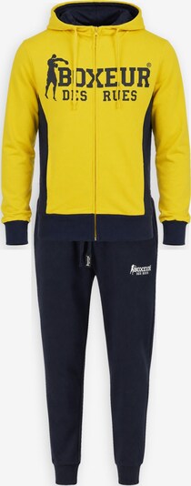 Boxeur des Rues Hausanzug 'Herren Set Boxeur des Rues: Fitted Hoodie mit Reißverschluss Gelb mit Marineblau + Jogginghose Marineblau' in XXL in gelb, Produktansicht