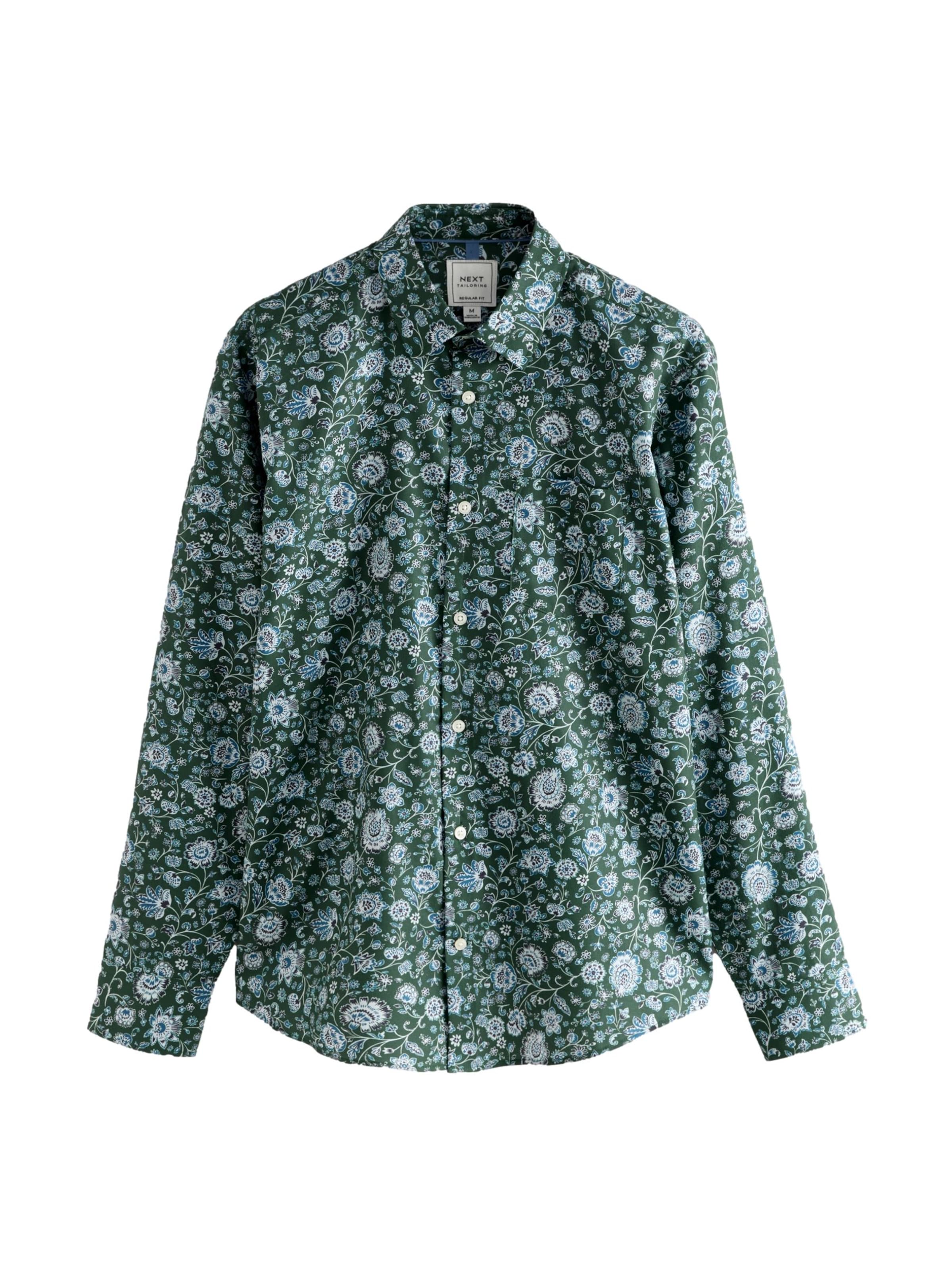 Next Regular fit Риза в зелено: отпред