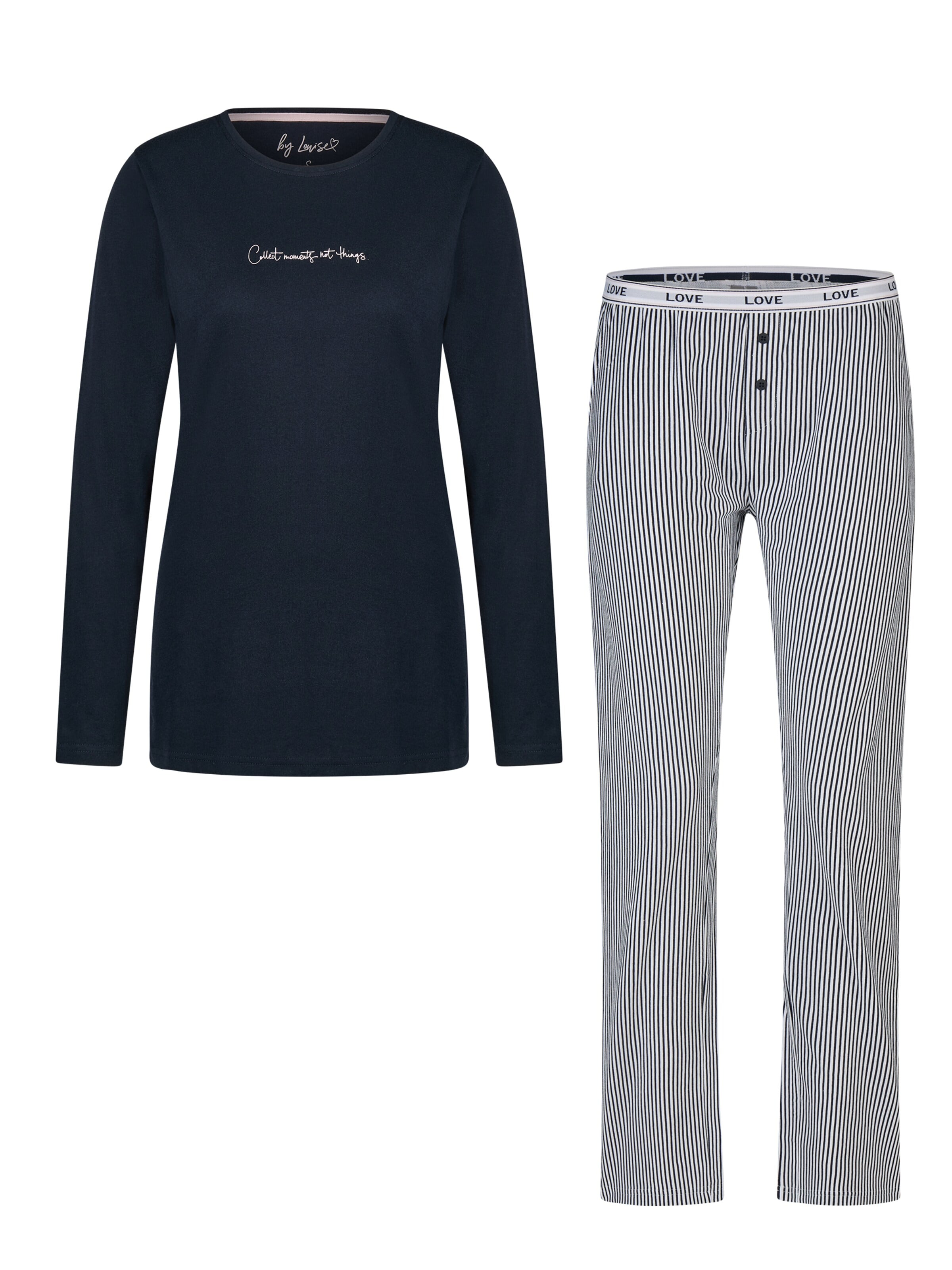 By Louise Pyjama 'By Louise Dames Pyjama Set Lang' in Blauw: voorkant