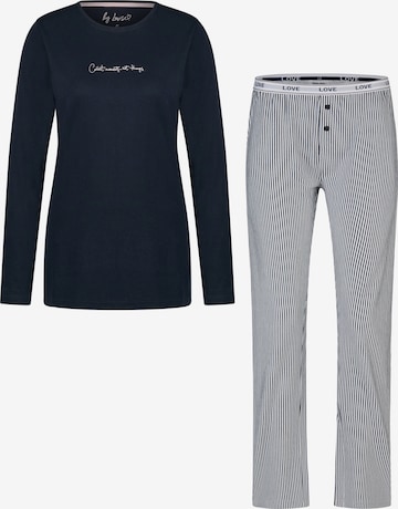 By Louise Pyjama 'By Louise Dames Pyjama Set Lang' in Blauw: voorkant