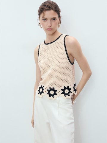 MANGO Top 'FLEUR' in Beige: voorkant