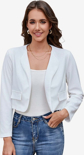 KoJooin Blazer 'Damen Kurzjacke ohne Kragen mit langen Ärmeln und abgerundetem Saum Lässiger, vielseitiger Cardigan' in 36 in White, Item view