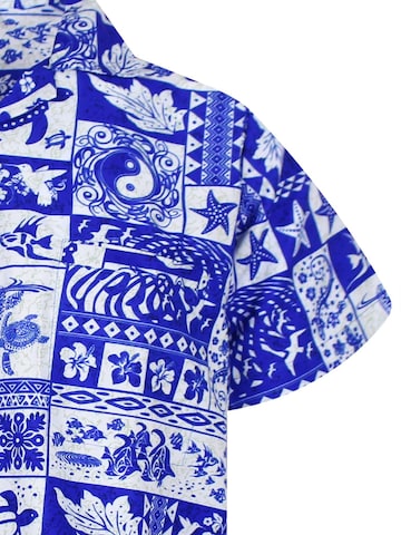King Kameha Shirt 'Puzzle' in Blau