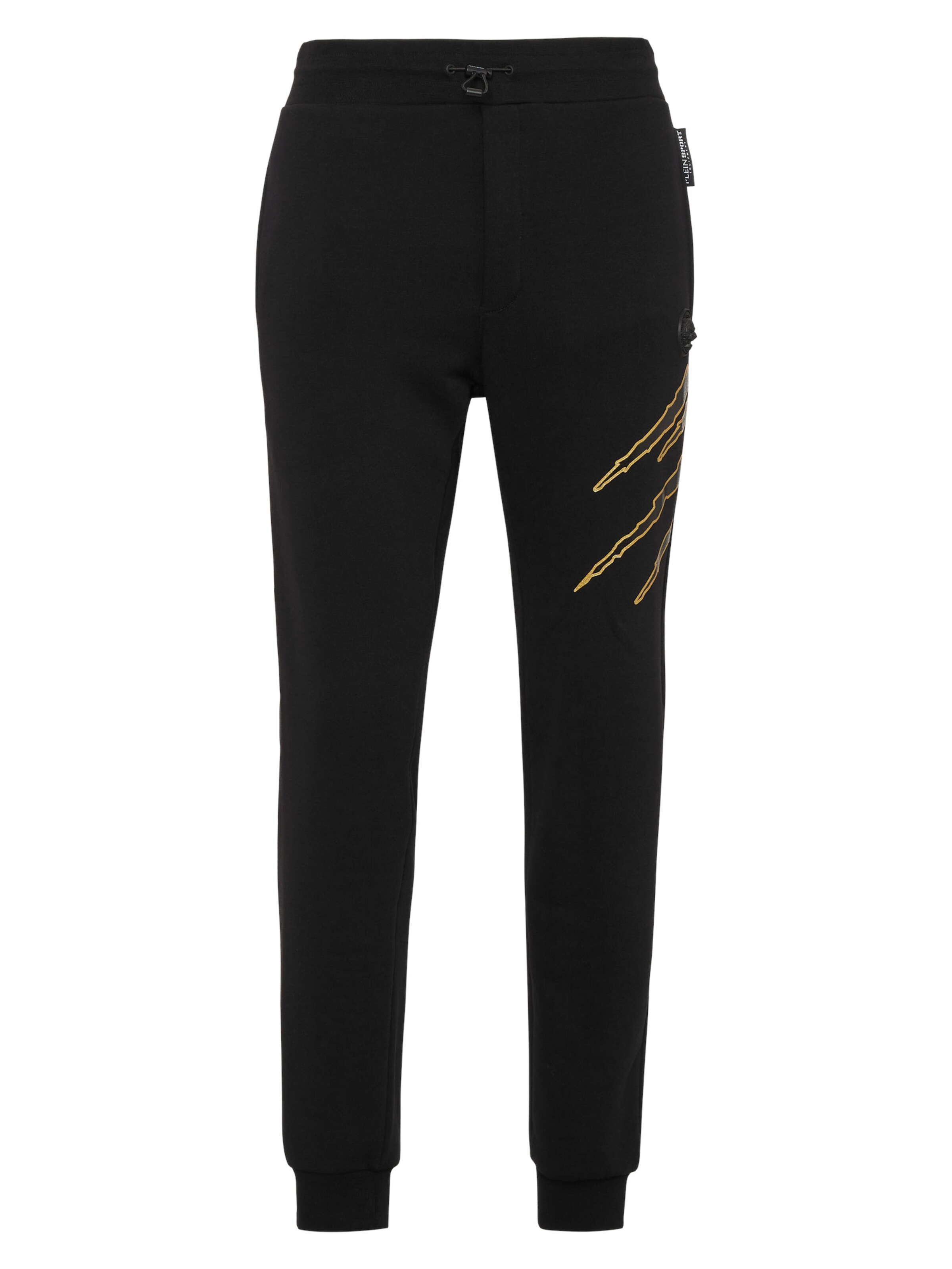Plein Sport Tapered Trousers 'Scratch' in Black: front