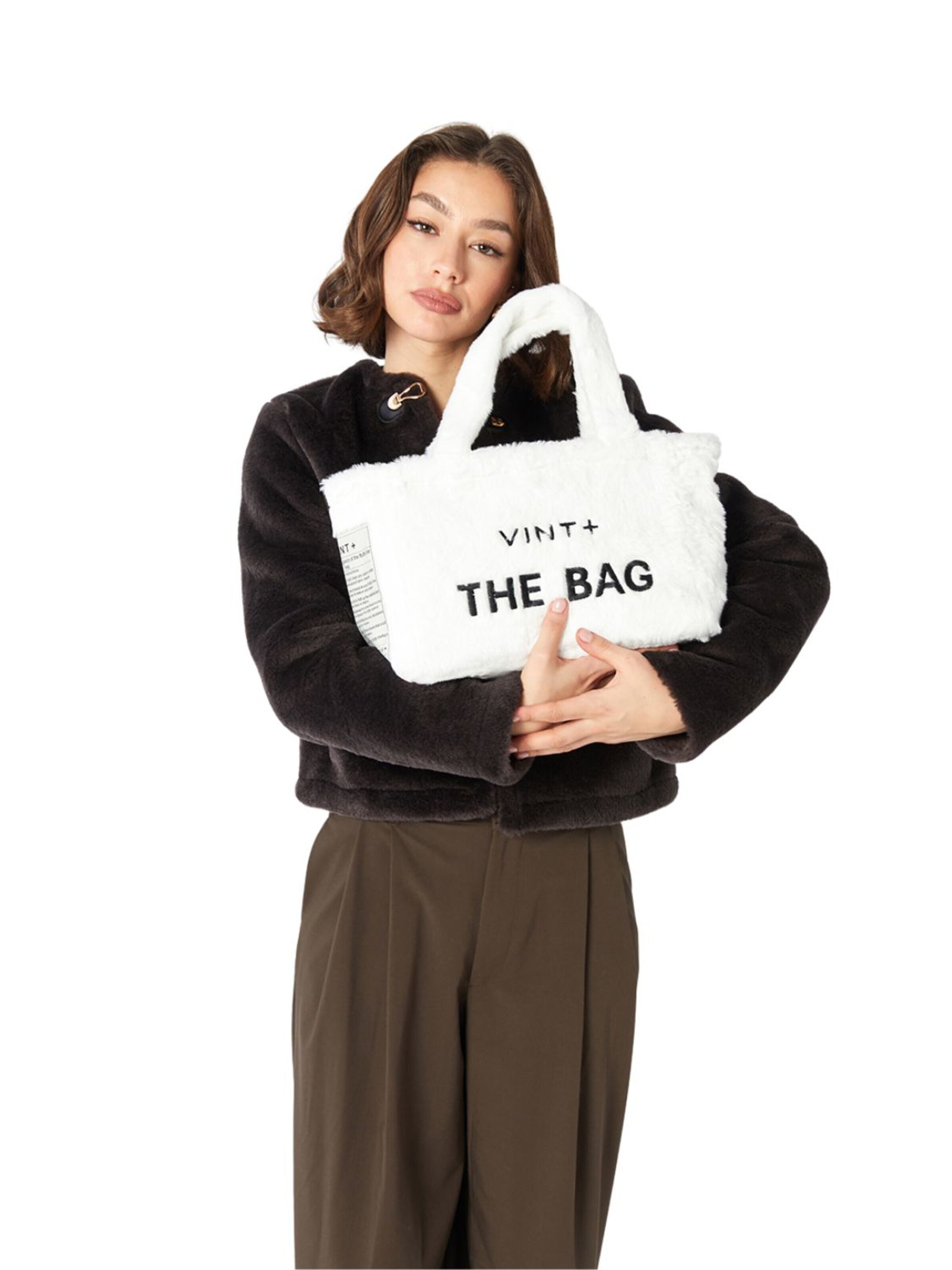 VINT+ Håndtaske 'Fluffy Bag Small' i hvid