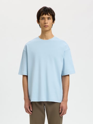 T-Shirt SELECTED en bleu : devant