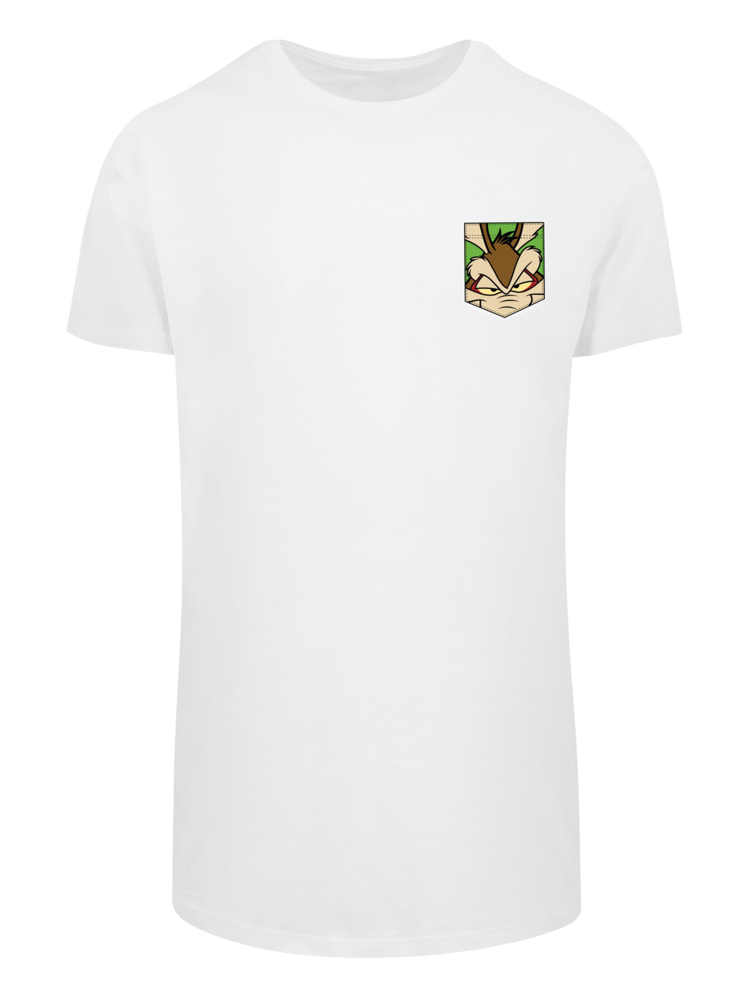 F4NT4STIC T-Shirt 'Looney Tunes Face Faux Pocket' in Weiß: Vorderseite
