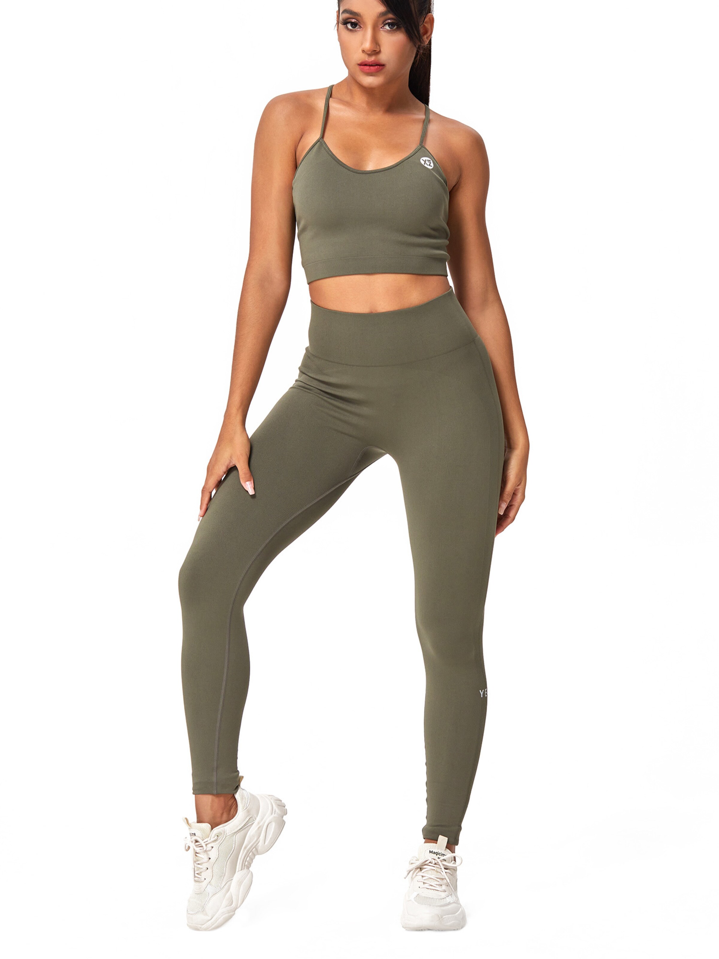 YEAZ Skinny Workout Pants 'Charm' in Green