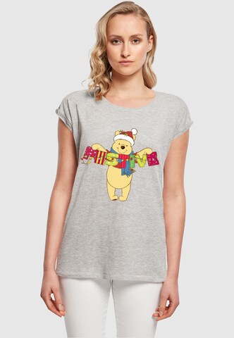 ABSOLUTE CULT Shirt 'Winnie The Pooh - Festive' in Grijs: voorkant